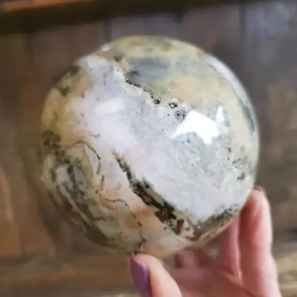 Ocean Jasper Large Sphere with Druzy Cave 986 Grams 90mm